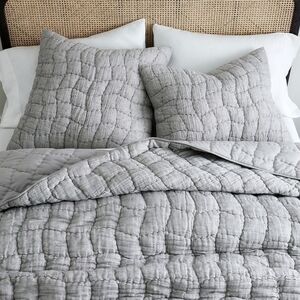 Pottery Barn Gray Cloud Quilt + 2 Euro Shams